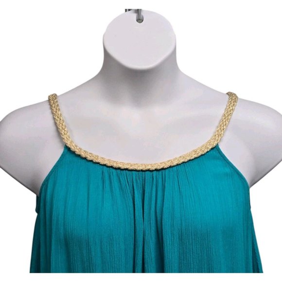 Turquoise Swim Coverup with Gold Accents - Picture 3 of 6